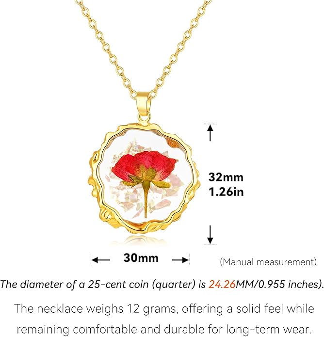 Birth Flower Necklaces for Women,1-12 Month Real Pressed Flower Necklace,Boho-Style Personalized Jewelry, Handmade Floral Pendant,Thoughtful Gift for Christmas,Birthday|18"