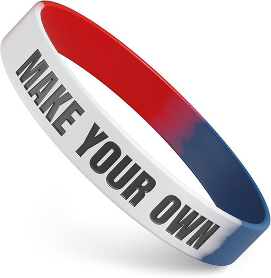 Custom Wristbands For Events, Fundraisers & Promotions | Add Text, Icons, & Logos | Bulk Rubber Bracelets | Classic 1/2” | 100% Silicone