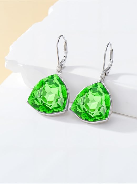TOUPOP Leverback Earrings for Women Sterling Silver Simple Geometric Birthstone Dangle Drop Earrings Jewelry Christmas Valentine Mothers Day Birthday Gifts for Women Her Wife