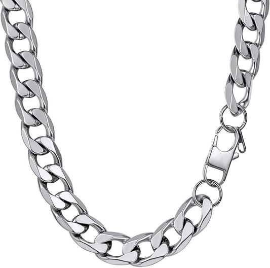 PROSTEEL 316L Stainless Steel Cuban Link Chain Necklaces for Men, Black/18K Gold Plated, Hypoallergenic Jewelry, 4mm-13mm, 14"-30", Come with Box