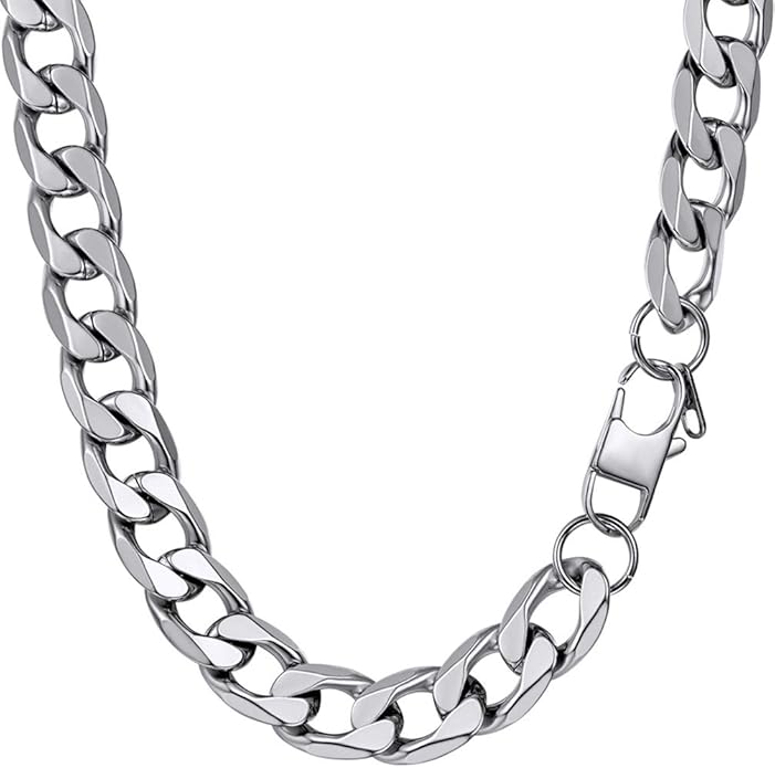 PROSTEEL 316L Stainless Steel Cuban Link Chain Necklaces for Men, Black/18K Gold Plated, Hypoallergenic Jewelry, 4mm-13mm, 14"-30", Come with Box