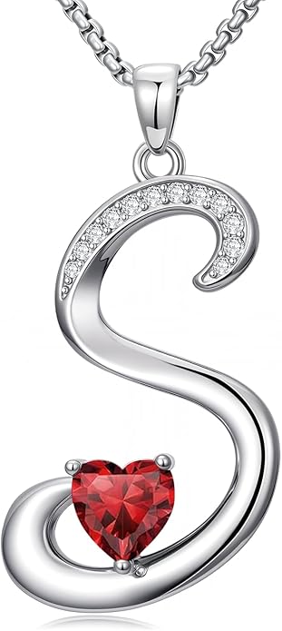 Christmas Gifts for Women Alphabet A to Z Initial Birthstone Pendant Necklaces for Women - 18k White Gold Plated Personalized Name Jewelry Valentine Mothers Day Birthday Gifts for Women Her Girlfriend