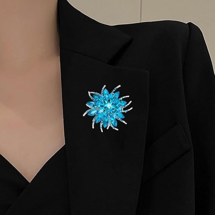 Rhinestone Sunflower Brooch Pin for Women Red Black Purple Large Flower Broochs Snowflake Brooch Marquise Wreath Brooches Jewelry