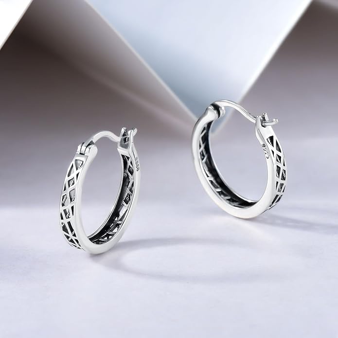 Sterling Silver Hoop Earrings Small Hoop Sun/Leaf/Triangle Huggie Earrings for Women Hypoallergenic