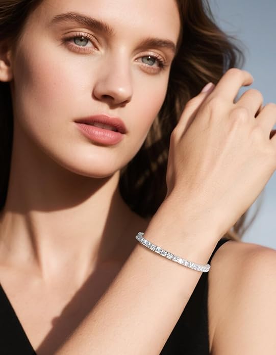 KRKCLIFE Tennis Bracelets for Women Men, 14K Gold Plated Hypoallergenic Classic Round AAAAA Cubic Zirconia, 3/4/5mm Width, Elegant Jewelry Anniversary Birthday Gifts for Her Him Wife Mom 6.5-8 Inch