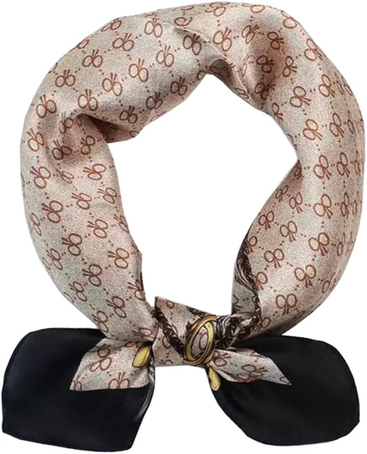 ANDANTINO 100% Pure Mulberry Silk Small Square Scarves -21'' x 21''- Digital Printed Neckerchief –Women Men Lightweight Scarf