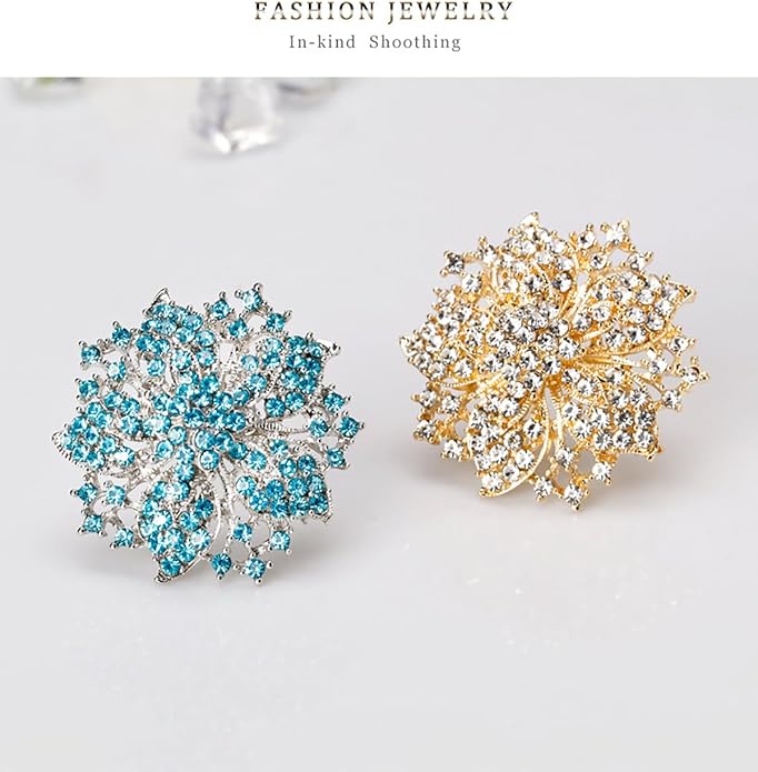 Rhinestone Bauhinia Flower Brooch Pin - Elegant Clothing Accessory for Women - Big Crystal Flower Brooch for Christmas, Halloween, Birthday, Party, Wedding Costume Jewelry