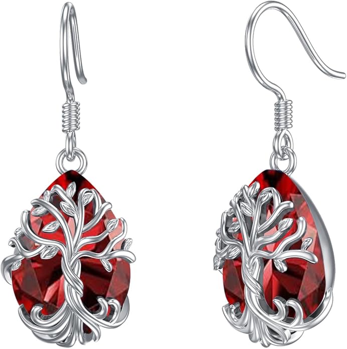 TOUPOP Tree of Life Earrings 925 Sterling Silver Family Tree Dangle Drop Earrings Crystal Jewelry Birthday Christmas Gifts for Women Her