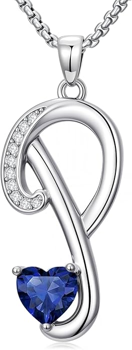 Christmas Gifts for Women Alphabet A to Z Initial Birthstone Pendant Necklaces for Women - 18k White Gold Plated Personalized Name Jewelry Valentine Mothers Day Birthday Gifts for Women Her Girlfriend