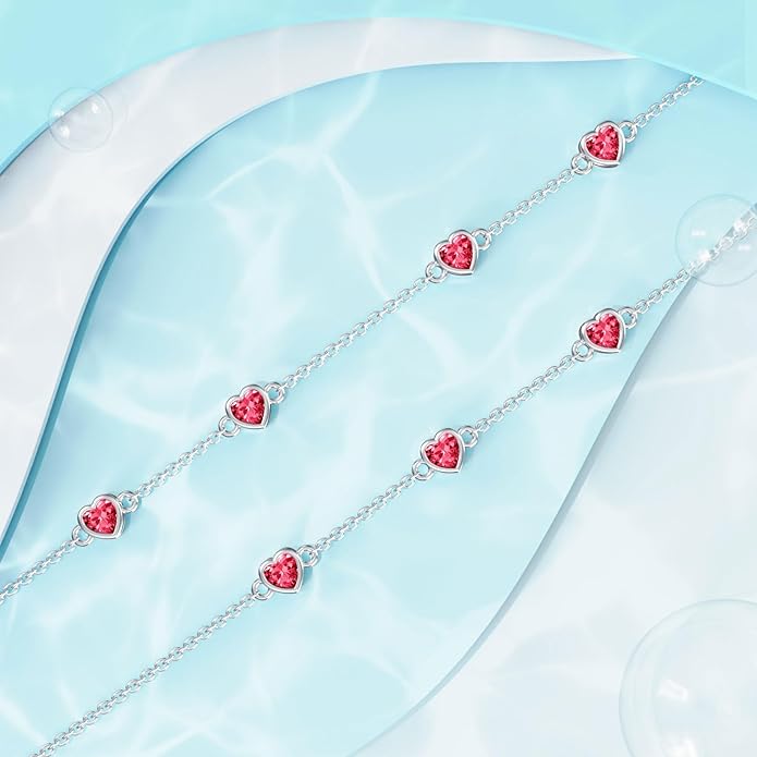 Dorunmo Heart Birthstone Anklet Bracelets for Women 925 Sterling Silver Birthday Jewelry Best Mother's Day for Women Wife