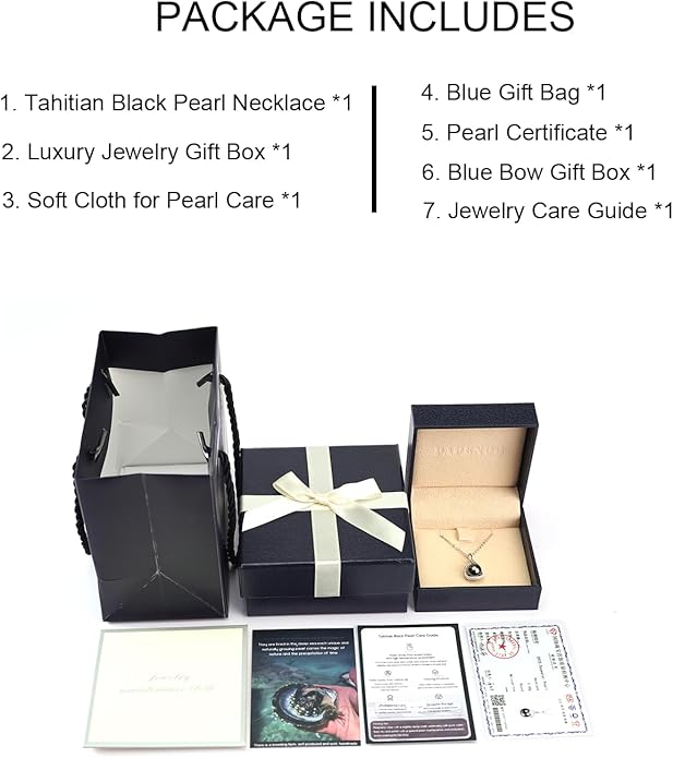 Genuine Tahitian Black Pearl Necklace for Women, 9-11mm AAAA Seawater Pearl with Sterling Silver Moissanite Pendant, Jewelry Gift for Wife, Mom, Girlfriend, Wedding Anniversary, Birthday, Christmas