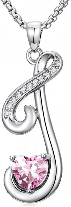 Christmas Gifts for Women Alphabet A to Z Initial Birthstone Pendant Necklaces for Women - 18k White Gold Plated Personalized Name Jewelry Valentine Mothers Day Birthday Gifts for Women Her Girlfriend