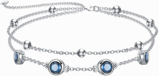 Dorunmo 925 Sterling Silver Birthstone Anklet Bracelets for Women Birthday Mother's Day Jewelry Gifts for Wife Girlfriend Mother Her