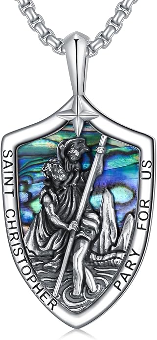 Taioiat Saint Necklace 925 Sterling Silver St Necklace Amulet Pendant Jewelry Religious Gift for Men Women