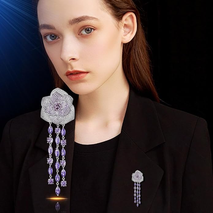 Flower Brooch Pin - Rhinestone Flower Pin 18k Gold Plated - Thanksgiving Day, Birthday, Wedding Gifts for Mom, Wife