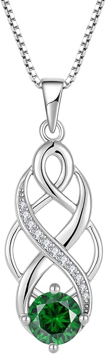 Infinity Celtic Knot Necklace 925 Sterling Silver Irish Pendant Birthstone Jewelry for Women