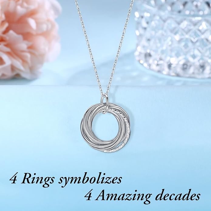 IEFLIFE Birthday Gifts for Women, Sterling Silver Necklaces, 40th 50th 60th 70th 80th 90th Birthday Necklace, 40 50 60 70 80 90 Years Old Birthday Gifts, 4 5 6 7 8 9 Decade Birthday Jewelry for Women
