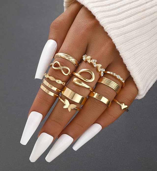 iF YOU 25 Pcs Gold Knuckle Ring Set for Women, Chunky Stackable Finger Midi Rings, Silver Simple Stacking Cute Rings Pack Trendy Stuff Jewelry Gift