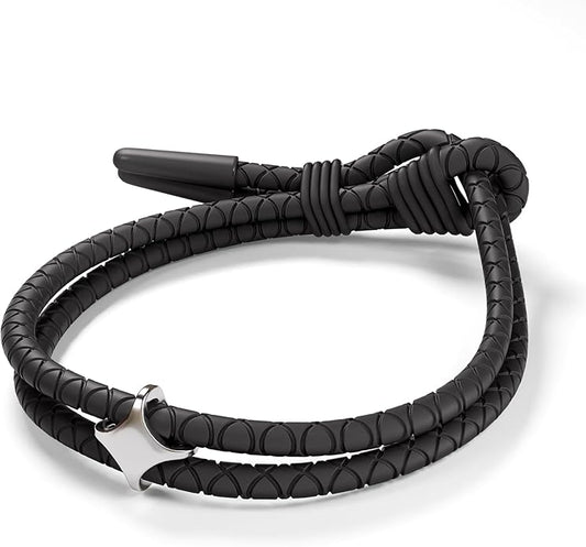 Rowdy Parrot The Driftwood FlexTech Adjustable Silicone Rope Bracelet: Waterproof, Sweatproof, Sunproof, Minimalist Surf, Golf Jewelry for Men - One Size Fits All