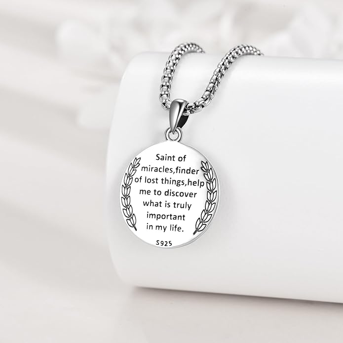 YFN Patron Saint Necklace Sterling Silver Amulet Medal Pendant Religious Protector Jewelry Gifts for Women Men
