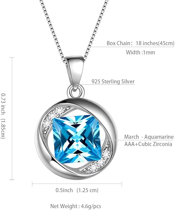Aurora Tears 925 Sterling Silver 12 Birthstones Necklace/Earring/Ring/Bracelet Women Birthstone Pendant Crystal Fashion Birthday Jewelry Christmas Gift for Girls Women