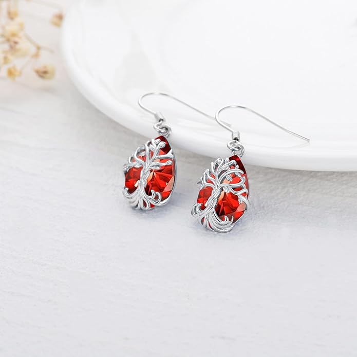 TOUPOP Tree of Life Earrings 925 Sterling Silver Family Tree Dangle Drop Earrings Crystal Jewelry Birthday Christmas Gifts for Women Her