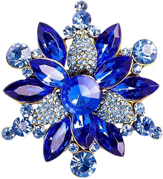 Rhinestone Flower Brooch Pin for Women Red Black Purple Flower Broochs Pin Hat Christmas Brooch Jewelry