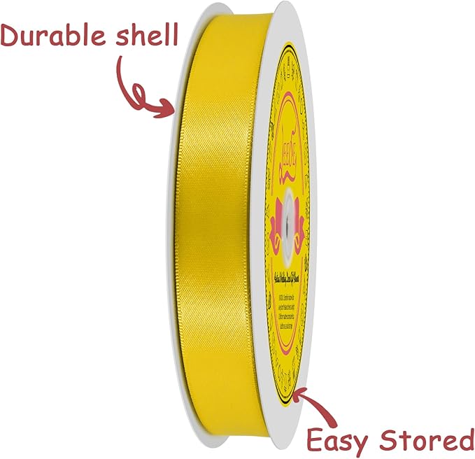 LEEQE Double Face Maize Yellow Satin Ribbon 7/8 inch X 100 Yards Polyester Yelbow Ribbon for Gift Wrapping Very Suitable for Weddings Party Hair Bow Invitation Decorations and More