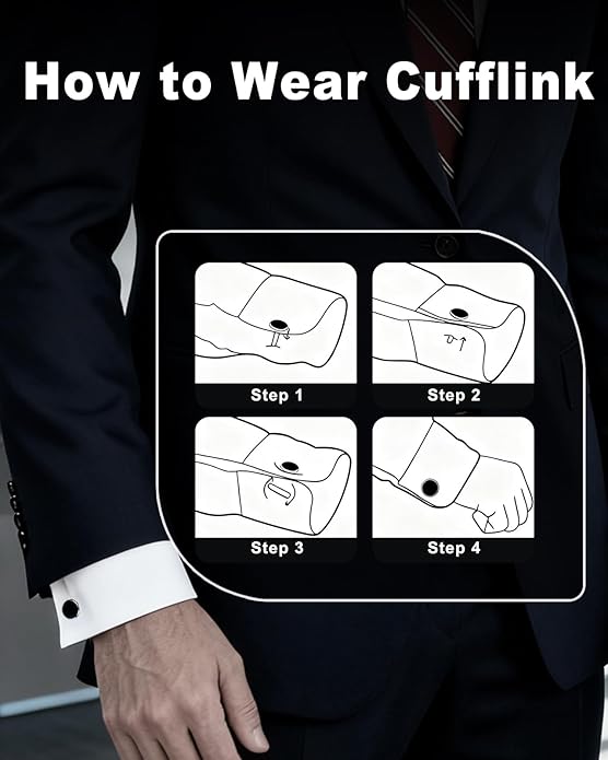 Oiomniv Men's Cufflinks & Tuxedo Studs Set - Business Wedding Formal Accessories for Suits Shirts Vests (Ideal for Anniversary Birthday Gifts)