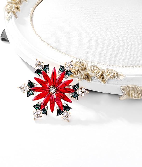 Rhinestone Flower Brooch Pin for Women Red Black Purple Flower Broochs Pin Hat Christmas Brooch Jewelry