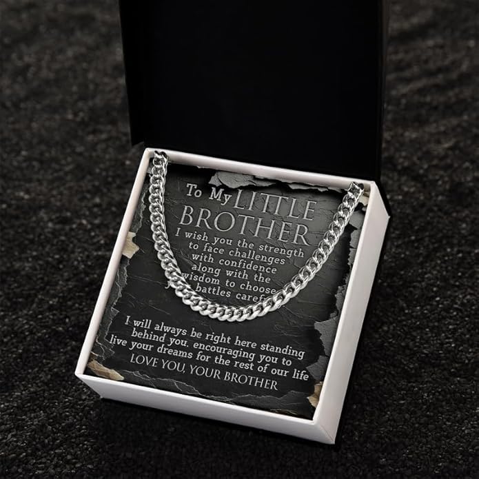KOLMALK Brother Necklace - Cuban Link Chain Necklace for Men, To My Brother Gift from Sister for Birthday, Anniversary or Christmas
