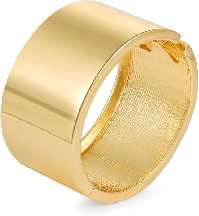 Bangle Bracelets for Women | 14K Gold Plated Trendy Wide Bracelets | Hinged Arm Cuff Bangles Chunky Bracelet for Women