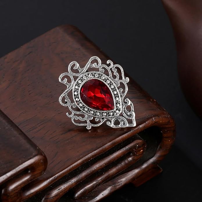 Vintage Silver Color Men's Brooches for Women Lovely Water Drop Badge Flame Crystal Brooch Lapel Pins Fashion Jewelry