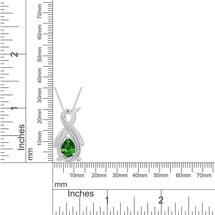 Infinity Penguin Pendant Necklace for Women, 14K Gold Over Sterling Silver with Pear & Round Cut Simulated Birthstone & White Diamond Accents, Dainty Animal Jewelry Gift with 18" Chain