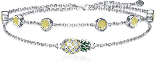 Dorunmo Anklet Bracelets For Women 925 Sterling Silver Birthstone/Infinity/Butterfly/Evil Eye/Turtle/Pineapple/Starfish/Heart Anklets Bracelets Jewelry Gifts for Women