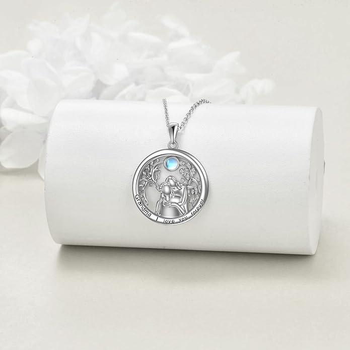 TIGER RIDER Tree of Life Necklace Sterling Silver Family Tree Pendant Jewelry for Mother Grandmother