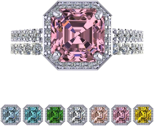 NANA Jewels Sterling Silver Engagement Rings for Women - Choose Simulated Morganite, Citrine, Aquamarine & More