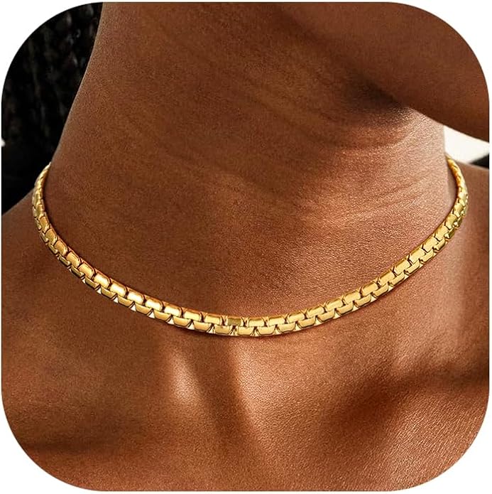 Richsteel Stainless Steel Mens Flat Link Chain Necklace, Black/Gold/Steel Chain for men, 2mm/4mm/6mm Width, No Tarnish & Hypoallergenic Hip Hop Jewelry, 18"-30" Length