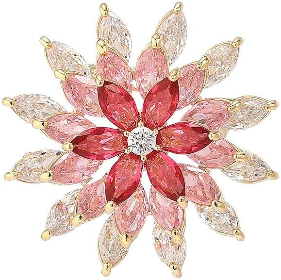 Fashion Flower Brooches for Women Rhinestone Flower Brooches Pins 18k Gold Plated Lapel Pins Jewelry for Girlfriend Wife