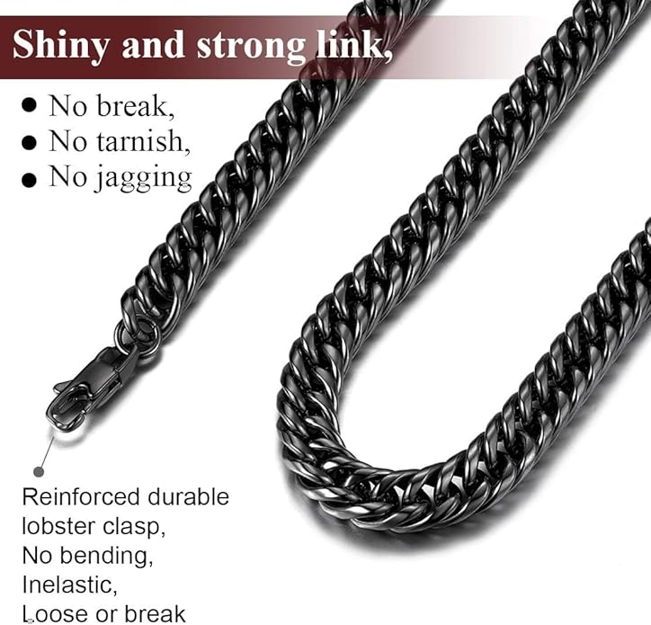 FindChic Men Curb Chain Necklace 18K Gold Plated/Stainless Steel/Black Chunky Double Tight Cuban Link Hip Hop Neck Chains for Men Boys 3.5MM/5MM/6MM/7MM/9MM/12MM 14''-30'' 8 Length Options (Send Gift Box)