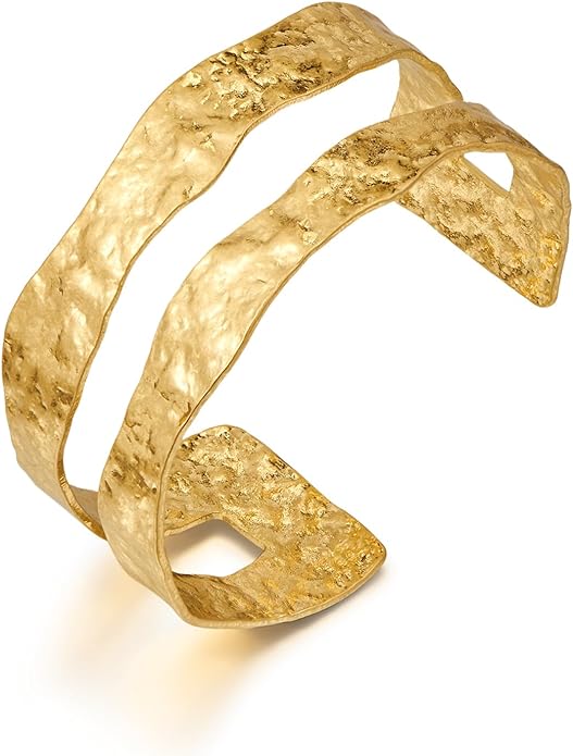 Gold Cuff Bracelet for Women Chunky Multi-layer Cross Wire Open Bracelet Hollow Wide Cuff Bracelets Adjustable Gold Open Cuff Bangle Bracelet
