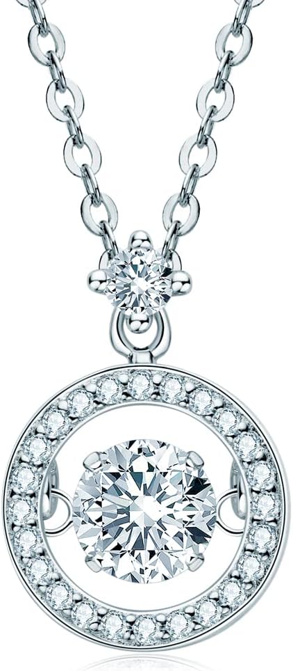 AINUOSHI Moissanite Necklace for Women, 1CT, 2CT, 3CT, 4CT Solitaire Moissanite Pendant Necklace, D-E Color with GRA Certificate, 925 Sterling Silver with 18K Gold Plating, Mother Mom Wife Girlfriend Gifts with Jewelry Box Packed