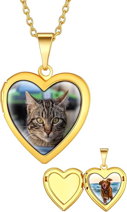 Supcare Locket Necklace That Holds Pictures-Engraved Photo Pendant Custom Jewellery Gifts for Men Women (with Jewellery Gift Box)