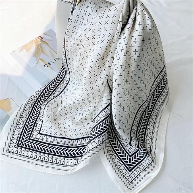 ANDANTINO 100% Mulberry Silk Square Scarf for Hair-25.6" X25.6'' Women Men Natural Silk Neckerchief Digital Printed Headscarf