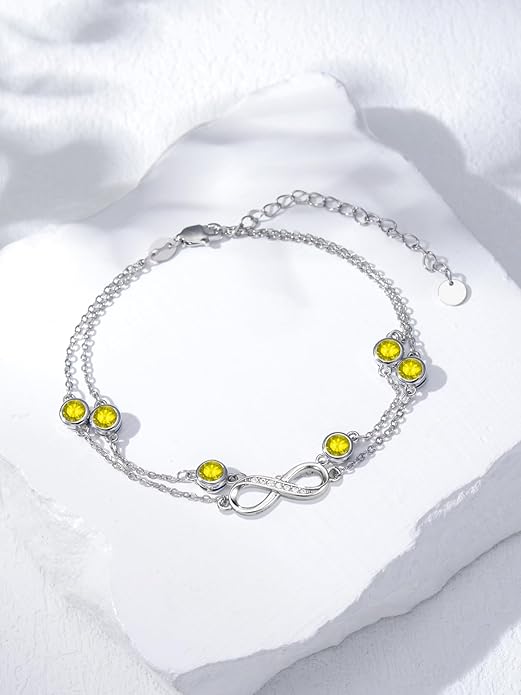 Dorunmo Anklet Bracelets for Women 925 Sterling Silver Infinity Anklets Bracelets Birthstone Jewelry Gifts for Mom Wife