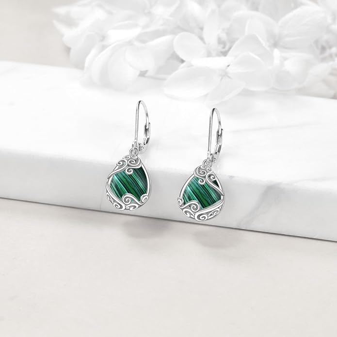 Moonstone Filigree Drop Dangle Teardrop Earrings 925 Sterling Silver Moonstone Leverback Earrings for Women Jewelry Gifts