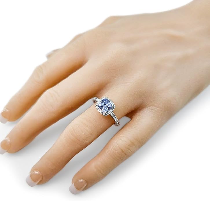 NANA Jewels Sterling Silver Engagement Rings for Women - Choose Simulated Morganite, Citrine, Aquamarine & More