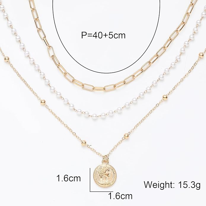 Layered Round Pendant Necklace Gold Plated Dainty Multilayer Choker Layering for Women Necklaces Stylish Minimalist Pendants Simple Chain Stacked Necklace Jewelry Gifts