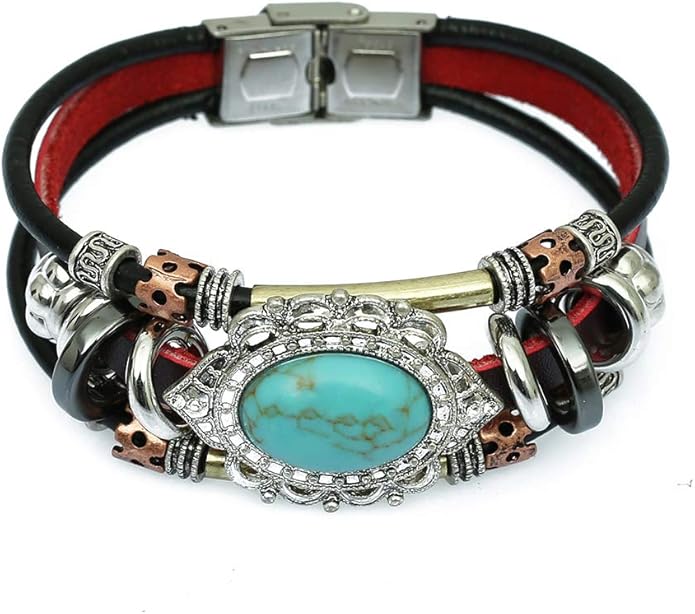 S SUSANN Leather Bracelets for Women Multilayer Bracelets for Women with Genuine Leather Layered Bracelets Boho/Bohemia Style Jewelry for Men and Woman