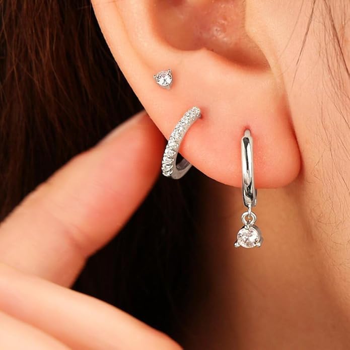 Freekiss 3 Pairs Gold Hoop Earrings Set: Dainty Stud Earrings Trendy Small 14K Gold Plated Hypoallergenic Dangle Cartilage Huggie Hoop Earrings for Women Gold Jewelry for Women Gifts